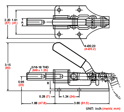 Push Pull Toggle Clamp Drawing
