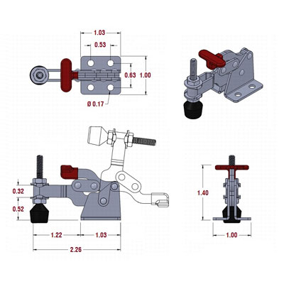 Mini T-Handle Toggle Clamp Drawing